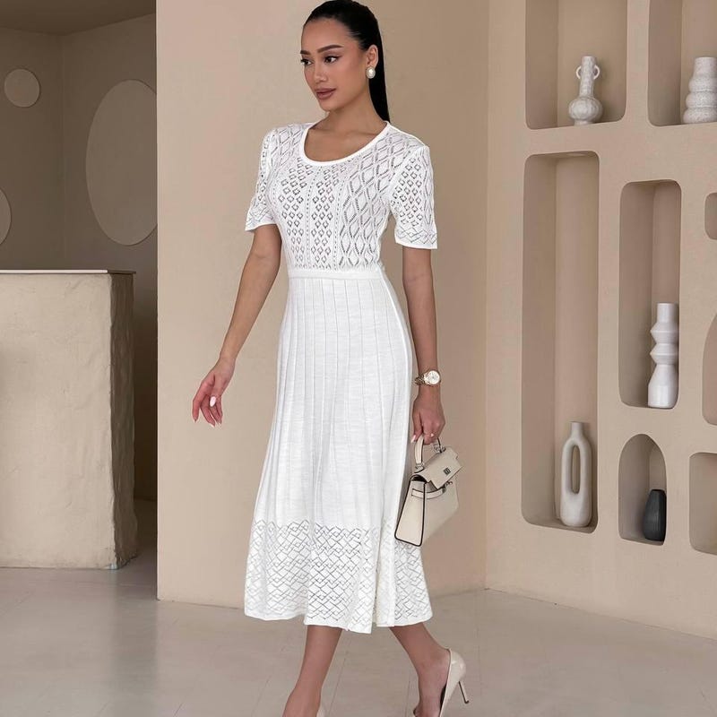 Layered Dress With Embroidery Detail - White main image 1