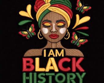 Black History Month Embroidery Design PES DST, African Woman Headwrap Digitized File, Excellence