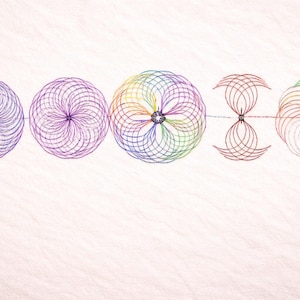 Abstract Spiral Geometry Embroidery Design Set • Spirograph Line Art Pattern • Modern Machine Embroidery Files