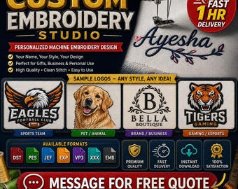 Custom Logo Digitizing Service, Photo to Embroidery Stitch File, Machine PES DST