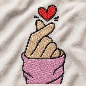 フィンガーハート刺繍デザイン | Kpop手縫いミシンファイル | PES DST JEF | デジタルダウンロード