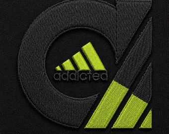 Funny Sport Brand Embroidery Design, Addicted Parody Logo Pattern (Digital File)