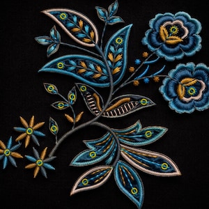 Oreiller de veste chemise à broderies florales bleu sarcelle, tissu noir, décoration d'intérieur lin
