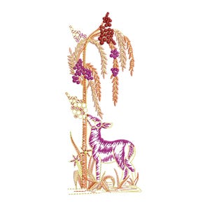Deer and Floral Embroidery Design - Digital Download | Forest Animal Machine Embroidery Pattern | Nature Embroidery for Hoop