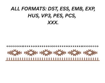 Southwestern Geometric Border Embroidery Design, Boho Tribal Machine Pattern Digital File