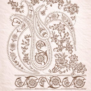 Paisley-Blumenstickerei-Design | Traditionelles ethnisches Motiv Stickdatei Kurti (Digitaler Download)
