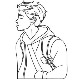 Minimalist Guy Rucksack Stickdatei, Umriss Kunst (Digitaler Download)