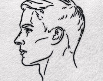 Man Face Profile Embroidery Design, Realistic Portrait Machine Embroidery File, Line Art Instant Download