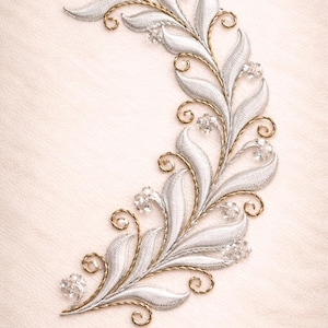 Wzór haftu „Liść wirowy”: Elegancki wzór kwiatowy (formaty DST PES JEF)