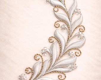 Leaf Swirl Embroidery Design: Elegant Floral Pattern (DST PES JEF Formats)