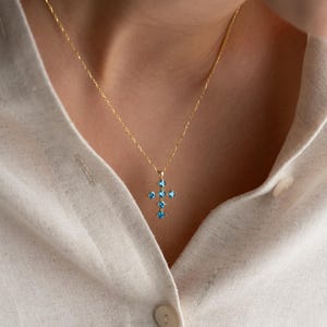 Custom Birthstone Cross Necklace: 925 Sterling Silver, Religious Gift