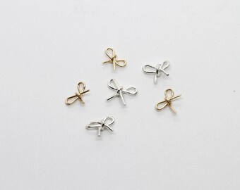 Tiny Handmade Bow Connector Charms (4 Pieces)