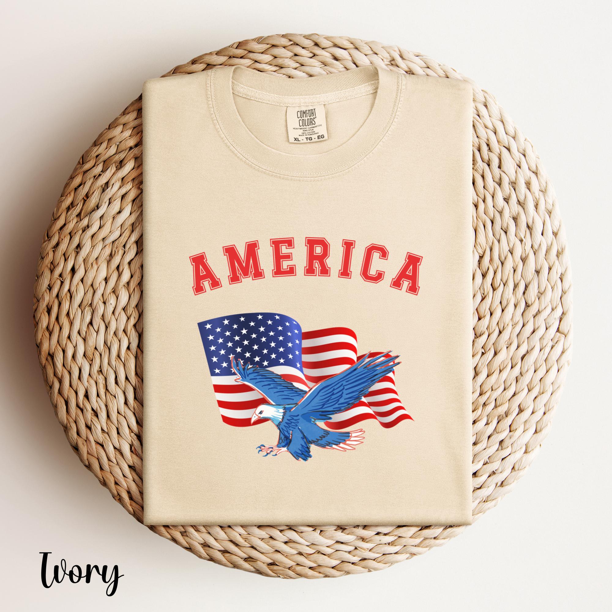アメリカンイーグルフラッグTシャツ：愛国的なUSAプライド、独立記念日 
