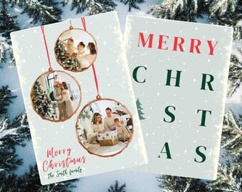 Modelo de cartão de Natal estilizado Canva, modelo de cartão de Natal com foto, feriado fotográfico minimalista, editável, cartão de Natal com foto, aquarela