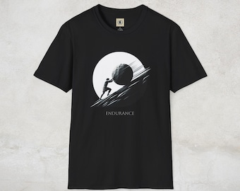"Blijvende" Sisyphus-T-shirt | T-shirt Griekse mythologie | Minimalistisch shirt met doorzettingsvermogen