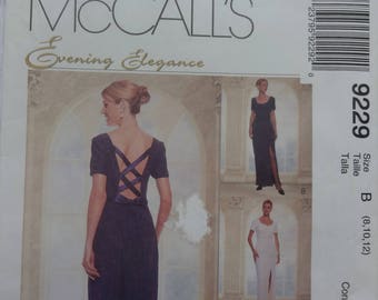 McCalls 9229 Sewing Pattern Evening Elegance Misses' Women's Long Princess Seamed Dress, Evening Dress, Size 8, 10, 12