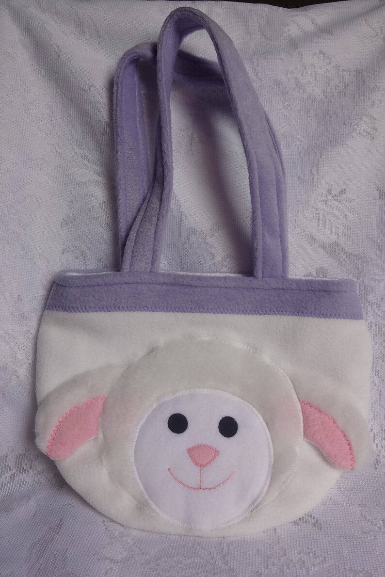 Sheep Purse, Sheep Bag, Toddler Girl Children Purse, Animal Fleece Purse, Bag, Child Animal Purse, Animal Bag, Girls Purse, Treat Bag image 3