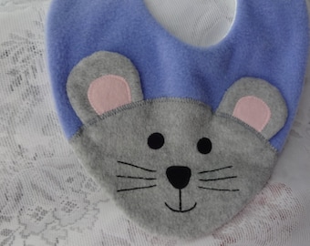Fleece Mouse Baby Bib, Animal Design