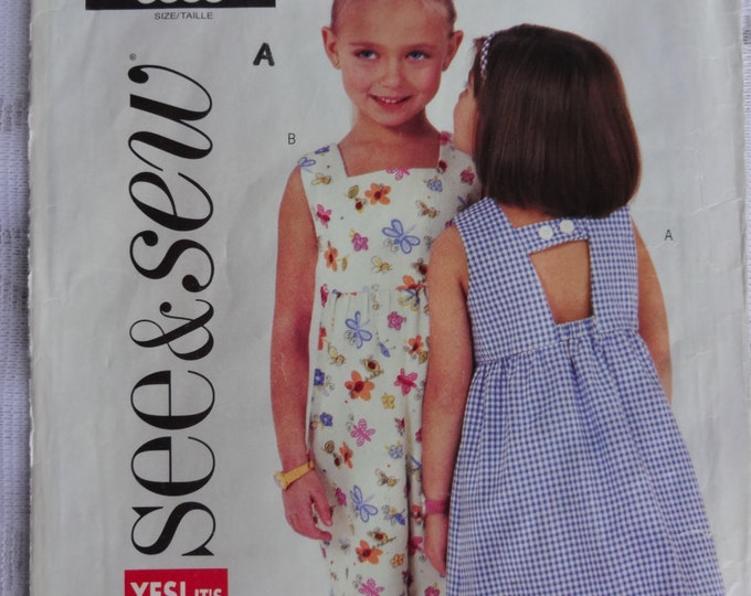 See & Sew 3888 Sewing Pattern, Easy Children's Girls' Dress and Romper ...