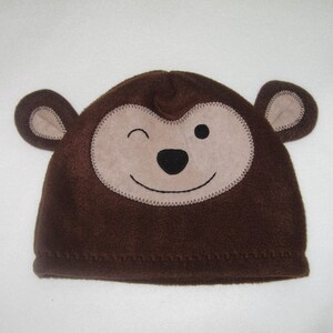 Monkey Fleece Hat Baby Toddler Children Adult Animal Fleece Hat/Beanie, Baby Infant Toddler Monkey Hat, Animal Hat, Adult Animal Hat image 4