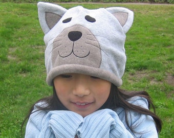 Cat Fleece Hat  - Grey Baby Toddler Children Adult Animal Fleece Hat/Beanie, Baby Infant Cat Hat, Animal Hat