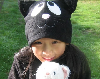 Black Cat Fleece Hat – Animal Beanie for Baby, Toddler & Adult