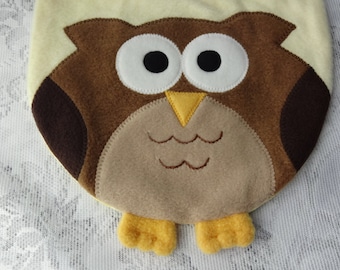 Reversible Owl Fleece Baby Bib, Embroidered Animal Bib