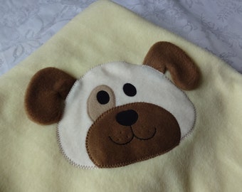 Puppy Baby Blanket, Baby Fleece Blanket, Animal Fleece Blanket, Baby Shower Gift, Car Seat Blanket, Puppy Blanket, Puppy Applique Blanket