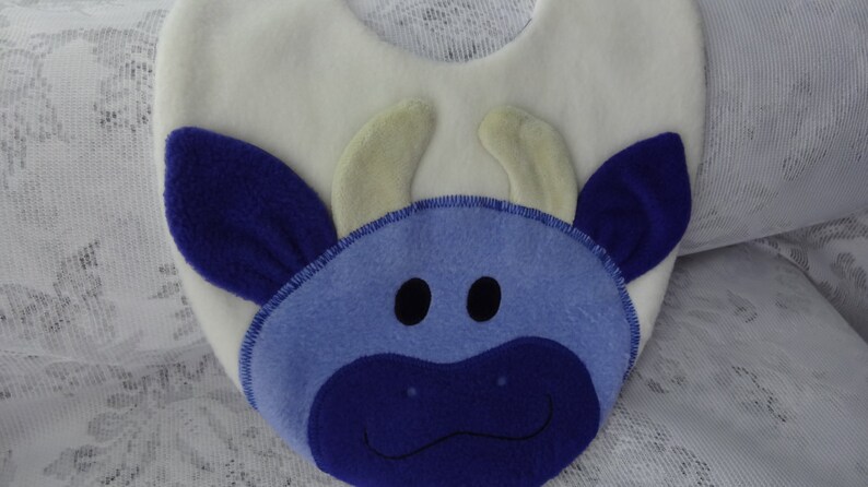 Cow Bib, Infant Baby Bib, Animal Reversible Fleece Bib, Animal Bib, Baby Shower Gift, Baby Bib, Newborn Gift, Newborn Toddler Bib image 5