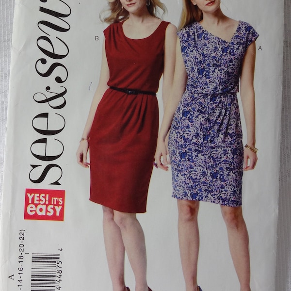 See & Sew B5871 Easy Sewing Pattern, Misses' Women's Fitted Dress with Tapered Skirt, Size 8 - 22