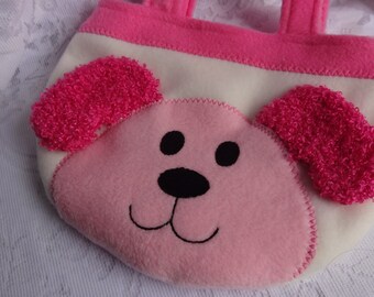 Fleece Puppy Purse, Pink Toddler Girl Bag