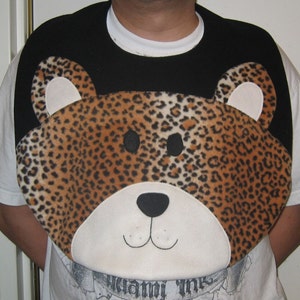 Adult Leopard Bib, Adult Bib, Clothing Protector, Men and Women Adult Bib, Adult Animal Bib image 1