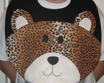 Adult Leopard Bib, Adult Bib, Clothing Protector, Men and Women Adult Bib, Adult Animal Bib