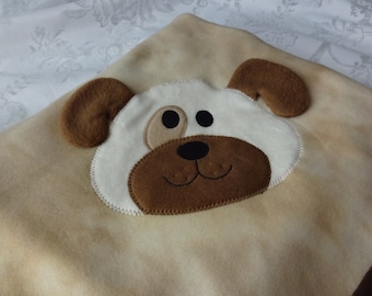 Puppy Baby Blanket, Baby Fleece Blanket, Animal Fleece Blanket, Baby Shower Gift, Puppy Blanket, Car Seat Blanket, Puppy Applique Blanket