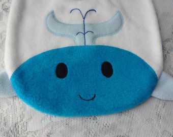 Reversible Fleece Whale Bib, Hand-Stitched Baby Bib