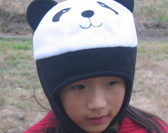 Panda Fleece Hat with Strap - Baby Toddler Children Adult Animal Fleece Hat/Beanie, Baby Infant Toddler Panda Hat, Panda Hat, Animal Hat