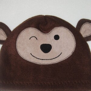 Monkey Fleece Hat Baby Toddler Children Adult Animal Fleece Hat/Beanie, Baby Infant Toddler Monkey Hat, Animal Hat, Adult Animal Hat image 5