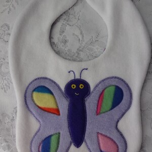 Butterfly Bib, Infant Baby Bib, Animal Reversible Fleece Bib, Animal Bib, Baby Shower Gift, Baby Bib, Newborn Gift, Newborn Toddler Bib image 2