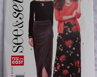 See & Sew 6577 Sewing Pattern Misses' Women's Skirts, Close-Fitting Skirt with Elasticized Waist Size  6-22  UNCUT