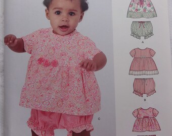 New Look R10099 Sewing Pattern Infants' Babies' Dresses and Panties, Size NB, S, M, L  UNCUT