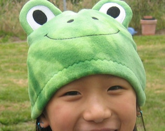 Frog Fleece Beanie – Animal Hat, Kids & Adult