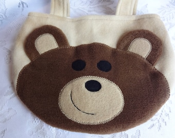 Fleece Brown Bear Purse, Toddler Girl Shoulder Bag