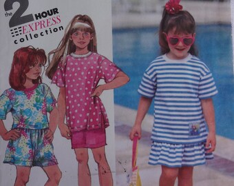 Simplicity 7739 Sewing Pattern Child's Girls' Top in Two Lengths, Skirts, Shorts, Size 2, 3, 4