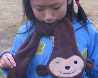 Fleece Monkey Scarf, Toddler Winter Scarf