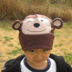 Monkey Fleece Hat Baby Toddler Children Adult Animal Fleece Hat/Beanie, Baby Infant Toddler Monkey Hat, Animal Hat, Adult Animal Hat image 2