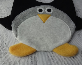 Penguin Fleece Baby Bib, Reversible Animal Bib