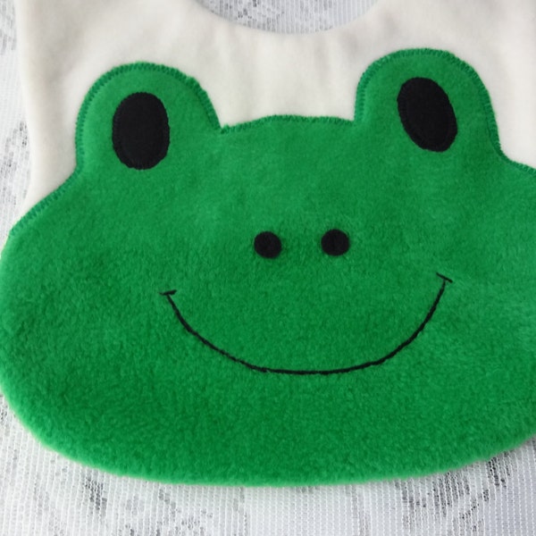 Frog Bib, Infant Baby Bib, Animal Reversible Fleece Bib, Animal Bib, Baby Shower Gift, Baby Bib, Newborn Gift, Newborn Toddler Bib