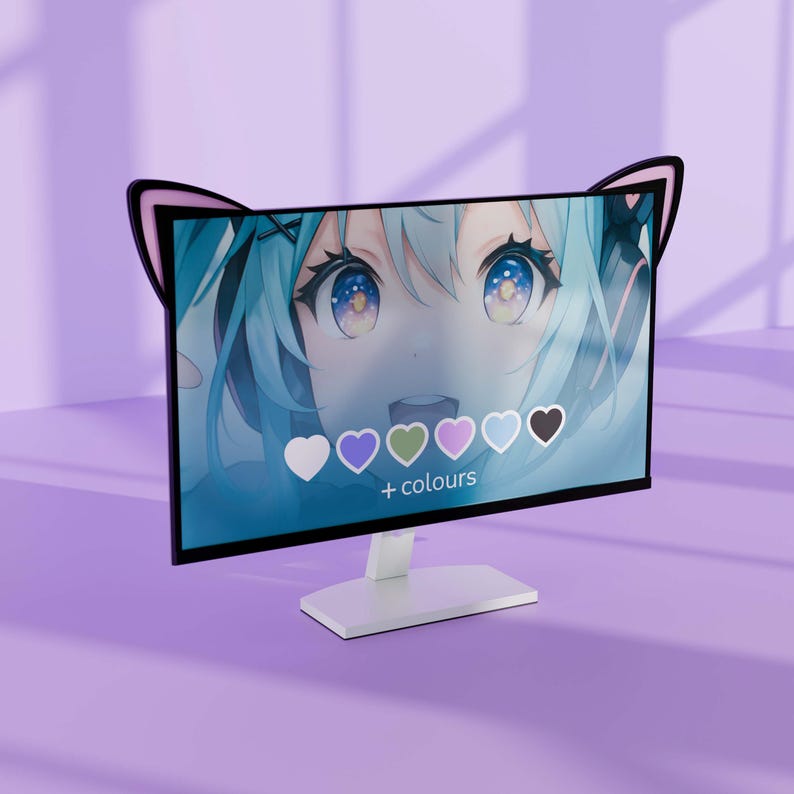 Kawaii Computer Monitor Riser Kawaii Cat Ear Monitor Topper – Pink Mirror Acrylic, PC Gaming Decor - Etsy