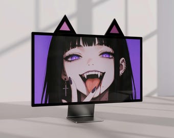 Acrylic Cat Screen Ears – Kawaii PC Gaming Desk Decor