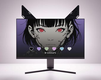 Cyberpunk Cat Ear Screen Decoration – PC Gaming Accessory